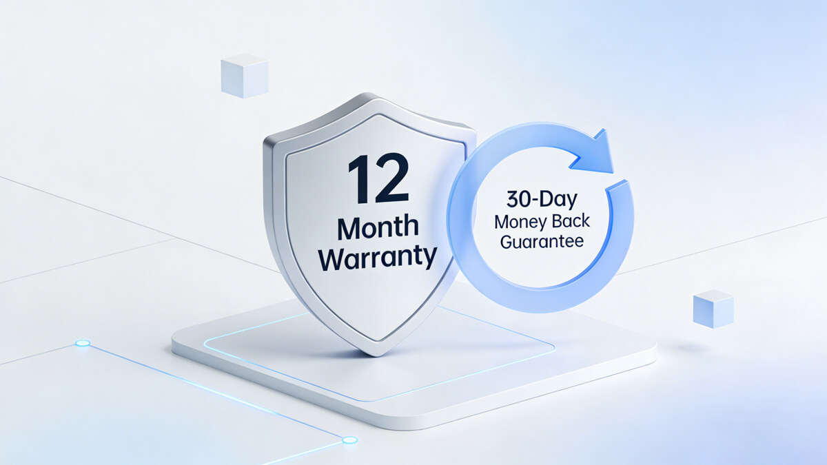 12-Month Warranty & 30-Day Money-Back Guarantee